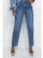 Kadın Moda Şık Kot Pantolon Dar Paça Regular Boy Denim Mavi Yüksek Bel Mom Jeans 2