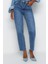 Kadın Moda Şık Kot Pantolon Dar Paça Regular Boy Denim Mavi Yüksek Bel Mom Jeans 3