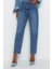 Kadın Moda Şık Kot Pantolon Dar Paça Regular Boy Denim Mavi Yüksek Bel Mom Jeans 4