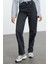 Kadın Moda Şık Kot Pantolon Geniş Paça Regular Boy Denim Yüksek Bel Uzun Straight Jeans 2