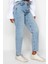 Kadın Moda Şık Kot Pantolon Dar Paça Regular Boy Denim Mavi Yüksek Bel Mom Jeans 3