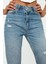 Kadın Moda Şık Kot Pantolon Boru Paça Regular Boy Denim Mavi Yırtık Detaylı Yüksek Bel Jeans 2