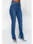 Kadın Moda Şık Kot Pantolon Boru Paça Uzun Boy Denim Yırtmaçlı Süper Yüksek Bel Slim Jeans 5