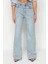Kadın Moda Şık Kot Pantolon Geniş Paça Regular Boy Denim Mavi Soluk Vintage Yüksek Bel Jeans 1