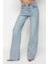Kadın Moda Şık Kot Pantolon Geniş Paça Regular Boy Denim Mavi Soluk Vintage Yüksek Bel Jeans 4