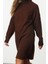 Kadın Moda Şık Mini Boy Balıkçı Yaka Regular Triko Basic Elbise 3