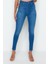 Kadın Moda Şık Kot Pantolon Dar Paça Regular Boy Denim Mavi Incelten Etki Yüksek Bel Skinny Jeans 2