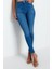 Kadın Moda Şık Kot Pantolon Dar Paça Regular Boy Denim Mavi Incelten Etki Yüksek Bel Skinny Jeans 4