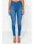 Kadın Moda Şık Kot Pantolon Dar Paça Regular Boy Denim Mavi Incelten Etki Yüksek Bel Skinny Jeans 5