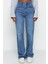 Kadın Moda Şık Kot Pantolon Geniş Paça Uzun Boy Denim Mavi Yüksek Bel Jeans 1