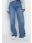 Kadın Moda Şık Kot Pantolon Geniş Paça Uzun Boy Denim Mavi Yüksek Bel Jeans 2