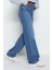 Kadın Moda Şık Kot Pantolon Geniş Paça Uzun Boy Denim Mavi Yüksek Bel Jeans 4