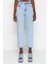 Kadın Moda Şık Kot Pantolon Boru Paça Regular Boy Denim Mavi Yüksek Bel Straight Jeans 1