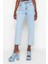 Kadın Moda Şık Kot Pantolon Boru Paça Regular Boy Denim Mavi Yüksek Bel Straight Jeans 3