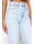 Kadın Moda Şık Kot Pantolon Boru Paça Uzun Boy Denim Yüksek Bel Slim Mom Jeans 5