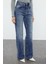 Kadın Moda Şık Kot Pantolon Geniş Paça Uzun Boy Denim Mavi Yüksek Bel Jeans 1