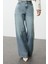 Kadın Moda Şık Kot Pantolon Geniş Paça Uzun Boy Denim Mavi Yüksek Bel Ekstra Palazzo Jeans 2