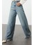 Kadın Moda Şık Kot Pantolon Geniş Paça Uzun Boy Denim Mavi Yüksek Bel Ekstra Palazzo Jeans 3