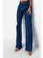 Kadın Moda Şık Kot Pantolon Geniş Paça Uzun Boy Denim Mavi Yüksek Bel Jeans 2