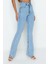 Kadın Moda Şık Kot Pantolon Ispanyol Paça Uzun Boy Denim Mavi Yüksek Bel Jeans 3