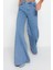 Kadın Moda Şık Kot Pantolon Geniş Paça Uzun Boy Denim Mavi Yüksek Bel Ekstra Palazzo Jeans 3
