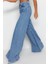 Kadın Moda Şık Kot Pantolon Geniş Paça Uzun Boy Denim Mavi Yüksek Bel Ekstra Palazzo Jeans 4
