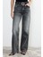 Kadın Moda Şık Kot Pantolon Boru Paça Regular Boy Denim Gri Yüksek Bel Jeans 2