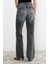 Kadın Moda Şık Kot Pantolon Boru Paça Regular Boy Denim Gri Yüksek Bel Jeans 5