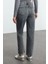 Kadın Moda Şık Kot Pantolon Geniş Paça Uzun Boy Denim Antrasit Yüksek Bel Straight Jeans 5
