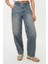Kadın Moda Şık Kot Pantolon Geniş Paça Regular Boy Denim Solukli Vintage Düşük Bel Skater Jeans 2