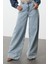 Kadın Moda Şık Kot Pantolon Geniş Paça Uzun Boy Denim Mavi Yüksek Bel Ekstra Palazzo Jeans 2