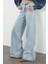 Kadın Moda Şık Kot Pantolon Geniş Paça Uzun Boy Denim Mavi Yüksek Bel Ekstra Palazzo Jeans 3
