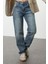 Kadın Moda Şık Kot Pantolon Boru Paça Regular Boy Denim Mavi Soluk Vintage Normal Bel Straight Jeans 2