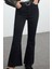 Stil Kadın Moda Denim Kot Pantolon Regular Geniş Paça Antrasit Yüksek Bel Crop Jeans 3