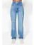 Stil Kadın Moda Denim Kot Pantolon Uzun Geniş Paça Mavi Yırtıklı Yüksek Bel Uzun Straight Jeans 2
