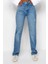 Stil Kadın Moda Denim Kot Pantolon Uzun Geniş Paça Mavi Yırtıklı Yüksek Bel Uzun Straight Jeans 5