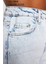 Stil Kadın Moda Denim Kot Pantolon Regular Boru Paça Mavi Yırtmaçlı Yüksek Bel Jeans 5