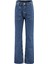 Stil Kadın Moda Denim Kot Pantolon Regular Geniş Paça Lacivert Cep Detaylı Yüksek Bel Jeans 4