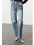 Stil Kadın Moda Denim Kot Pantolon Uzun Boru Paça Mavi Normal Bel Straight Jeans 1