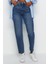 Stil Kadın Moda Denim Kot Pantolon Regular Dar Paça Yüksek Bel Mom Jeans 1