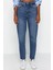 Stil Kadın Moda Denim Kot Pantolon Regular Dar Paça Yüksek Bel Mom Jeans 4