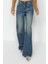 Stil Kadın Moda Denim Kot Pantolon Uzun Geniş Paça Mavi Soluk Vintage Yüksek Bel Jeans 1