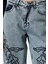 Stil Kadın Moda Denim Kot Pantolon Uzun Geniş Paça Mavi Nakışlı Yüksek Bel Balon Jeans 2