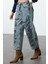 Stil Kadın Moda Denim Kot Pantolon Uzun Geniş Paça Mavi Nakışlı Yüksek Bel Balon Jeans 3