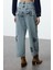 Stil Kadın Moda Denim Kot Pantolon Uzun Geniş Paça Mavi Nakışlı Yüksek Bel Balon Jeans 5