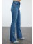 Stil Kadın Moda Denim Kot Pantolon Uzun Ispanyol Paça Mavi Yüksek Bel Jeans 4