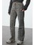 Stil Kadın Moda Denim Kot Pantolon Uzun Boru Paça Leopar Desenli Kahverengi Yüksek Bel Jeans 2