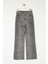 Stil Kadın Moda Denim Kot Pantolon Uzun Boru Paça Leopar Desenli Kahverengi Yüksek Bel Jeans 4