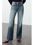 Stil Kadın Moda Denim Kot Pantolon Uzun Boru Paça Soluk Vintage Yüksek Bel Jeans 3