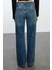 Stil Kadın Moda Denim Kot Pantolon Uzun Geniş Paça Yırtıklı Normal Bel Jeans 2